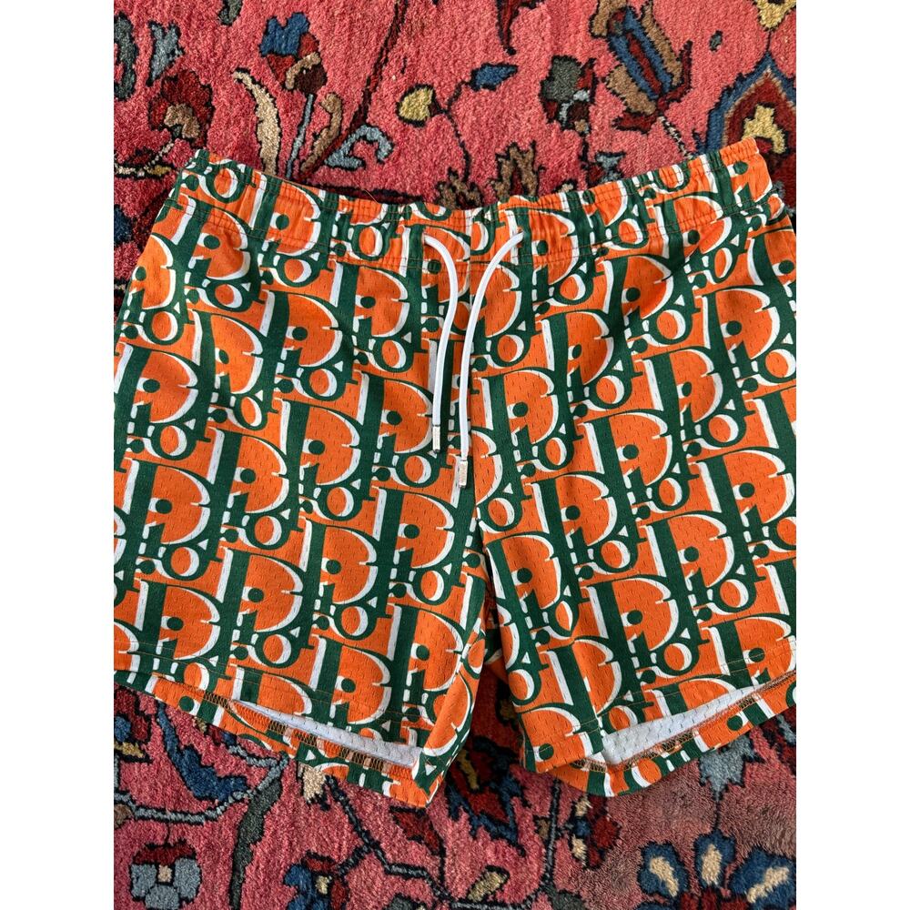 Mr. Remade Shorts Orange Green White Designer Logo Spellout Men's small Luxury